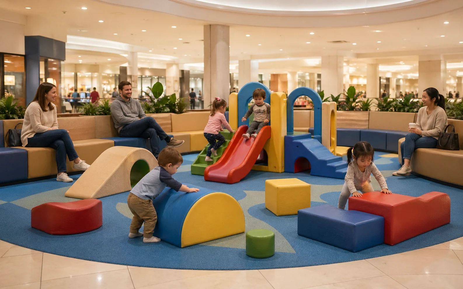 Simple indoor backup activity for kids near me at a mall play area