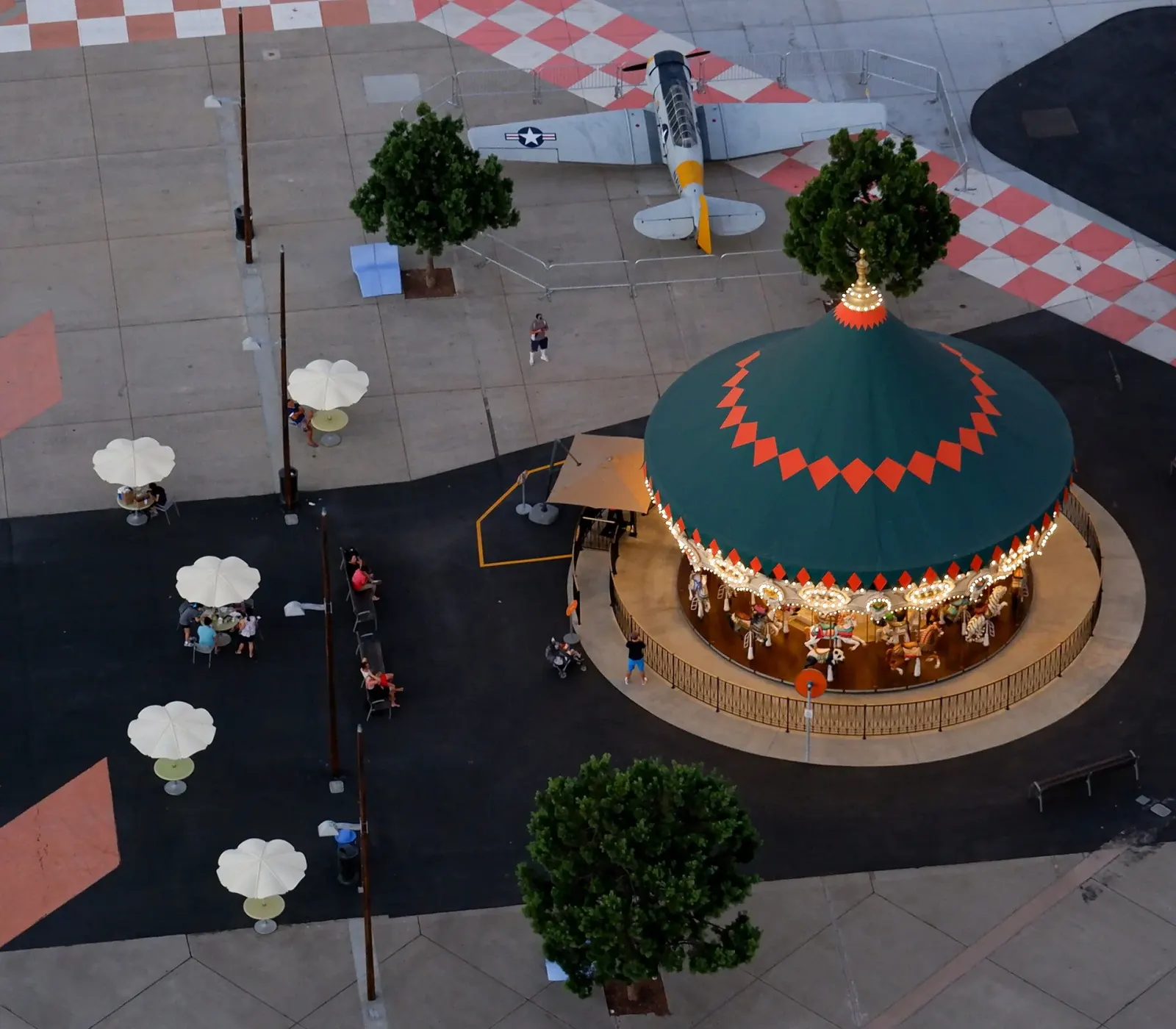 Great Park Carousel in Irvine viewed from the Great Park Balloon