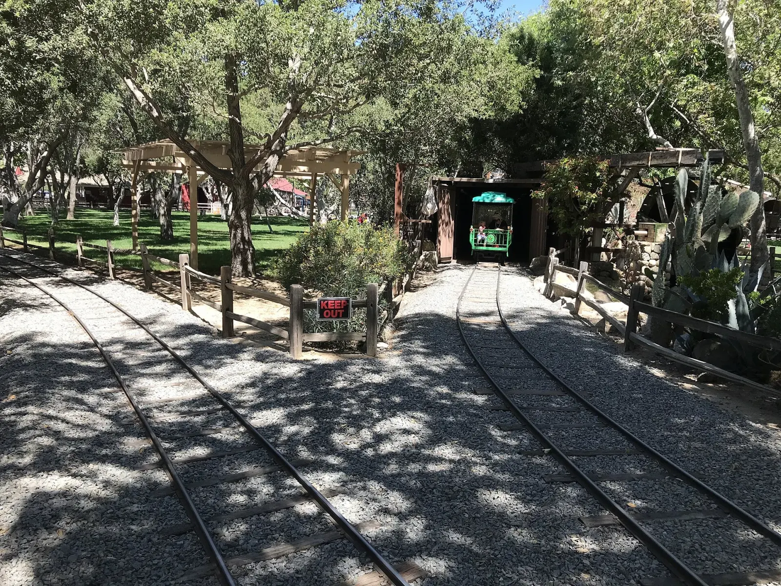 Irvine Regional Park train tracks and tunnel near Irvine Park Railroad in Orange