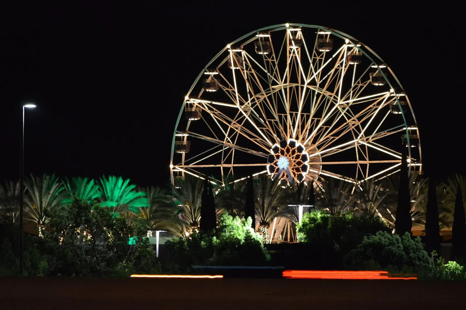 Illuminated Giant Wheel at Irvine Spectrum Center