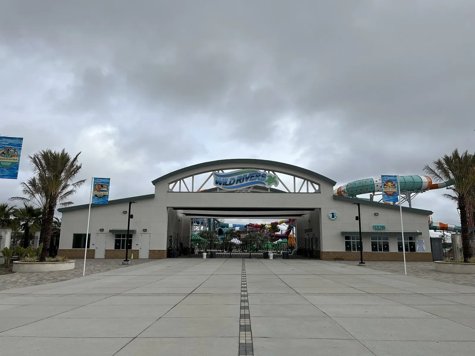 Entrance to Wild Rivers water park at Orange County Great Park